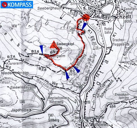 Wanderung 121 Seebergkopf: Karte mit hoher Auflösung - KOMPASS Wanderkarte Nr. 8 Tegernsee Schliersee, M: 1:50000