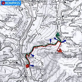 Wanderung 122 Großer Traithen: Kartenausschnitt KOMPASS Wanderkarte Nr. 8 - Tegernsee Schliersee, M:1:50000