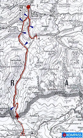 Wanderung 115 Staubfall (Heutal): Kartenausschnitt KOMPASS Wanderkarte Nr. 14 - Berchtesgadener Land - Chiemgauer Alpen, M:1:50000