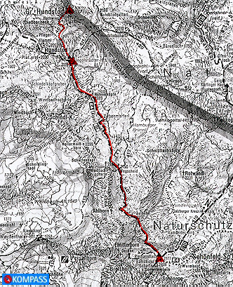 Wanderung Steinernes Meer: Kartenausschnitt KOMPASS Wanderkarte Nr. 14 - Berchtesgadener Land Chiemgauer Alpen, M:1:50000