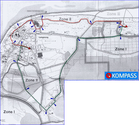 Langeoog Inselwanderung: Kartenausschnitt KOMPASS Wanderkarte Nr. 731 - Langeoog, M:1:15000