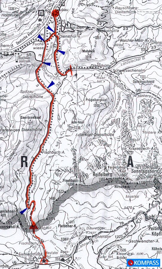 Wanderung 115 Staubfall (Heutal): Karte mit hoher Auflösung - KOMPASS Wanderkarte Nr. 14 Berchtesgadener Land - Chiemgauer Alpen, M: 1:50000