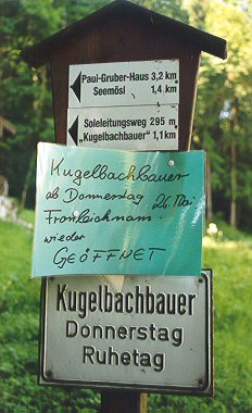 Wanderung 117 Müllnerhorn: Wegweiser am Anfang Steig
