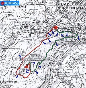 Wanderung 117 Müllernhorn: Kartenausschnitt KOMPASS Wanderkarte Nr. 14 - Berchtesgadener Land - Chiemgauer Alpen, M:1:50000