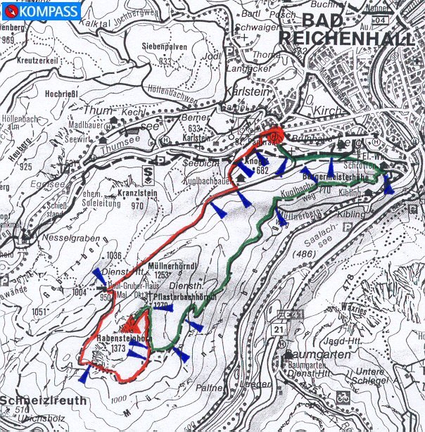 Wanderung 117 Müllnerhorn: Karte mit hoher Auflösung - KOMPASS Wanderkarte Nr. 14 Berchtesgadener Land - Chiemgauer Alpen, M: 1:50000