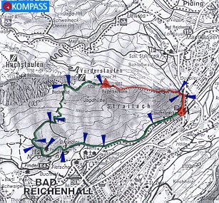 Wanderung 123 Fuderheustein: Kartenausschnitt KOMPASS Wanderkarte Nr. 14 - Berchtesgadener Land Chiemgauer Alpen, M:1:50000