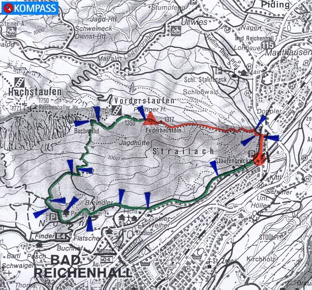Wanderung 123 Fuderheustein: Karte mit hoher Auflösung - KOMPASS Wanderkarte Nr. 14 Berchtesgadener Land Chiemgauer Alpen, M: 1:50000