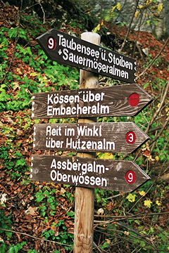 Wanderung 125 Taubenseehütte: Abzweigung Sauermöseralm