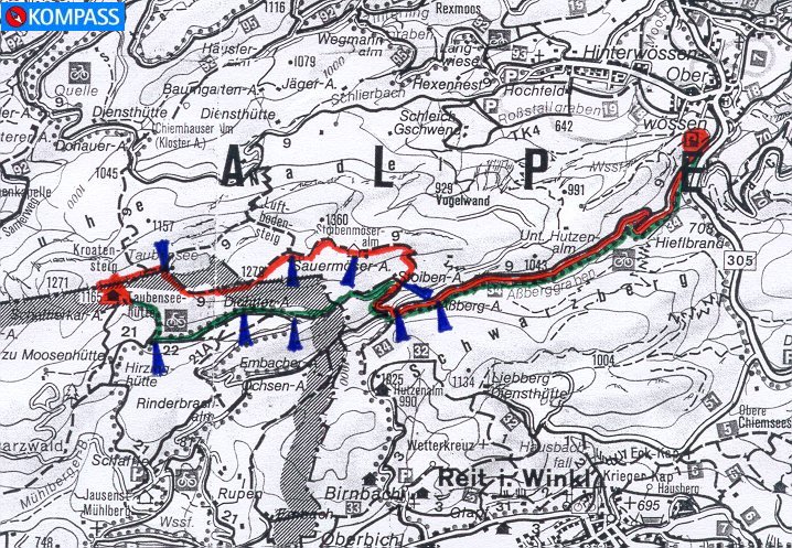 Wanderung 125 Taubenseehütte: Karte mit hoher Auflösung - KOMPASS Wanderkarte Nr. 10 Chiemsee - Simssee, M: 1:50000