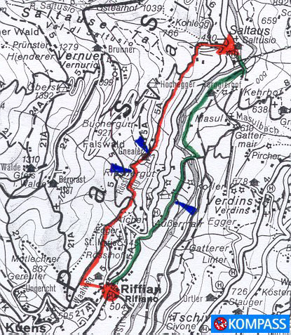 Wanderung 131 Saltaus: Karte mit hoher Auflösung - KOMPASS Wanderkarte Nr. 53 Meran/Merano, M: 1:50000