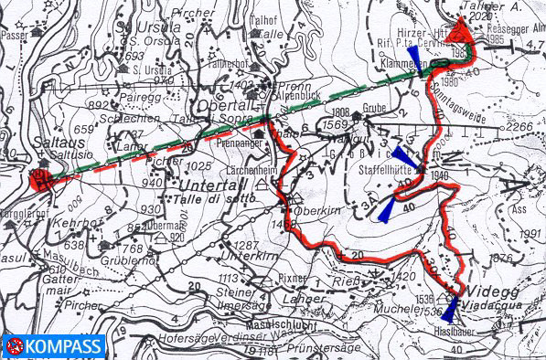 Wanderung 132 Hirzer: Karte mit hoher Auflösung - KOMPASS Wanderkarte Nr. 53 Meran/Merano, M: 1:50000