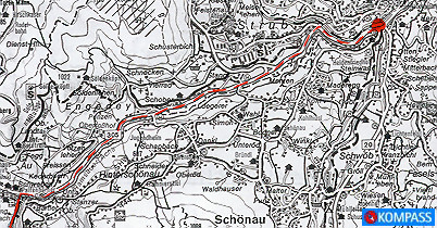 Wanderung Steinernes Meer: Kartenausschnitt KOMPASS Wanderkarte Nr. 14 - Berchtesgadener Land Chiemgauer Alpen, M:1:50000
