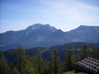 Wanderung Watzmann in den Berchtesgadener Alpen: Blick zum Hohen Göll