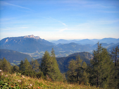 Wanderung Watzmann in den Berchtesgadener Alpen: Blick zum Untersberg