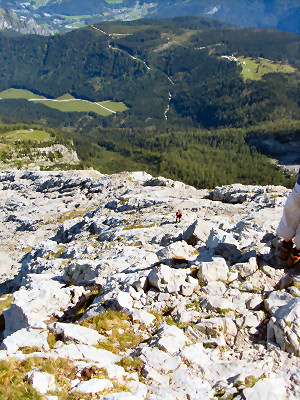Wanderung Watzmann in den Berchtesgadener Alpen: Rückblick Aufstiegsweg