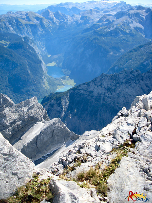 Wanderung Watzmann im Berchtesgadener Land: Blick zum Königssee und Obersee