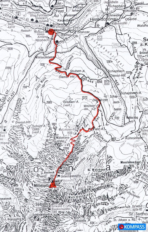 Kartenausschnitt! (KOMPASS Wanderkarte Nr. 14, Berchtesgadener Land - Chiemgauer Alpen, M: 1:50000)